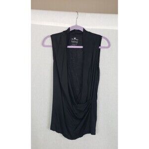 Velvet by Graham Spencer Adelise Black Faux Wrap Fitted Tank‎ Top Blouse Medium